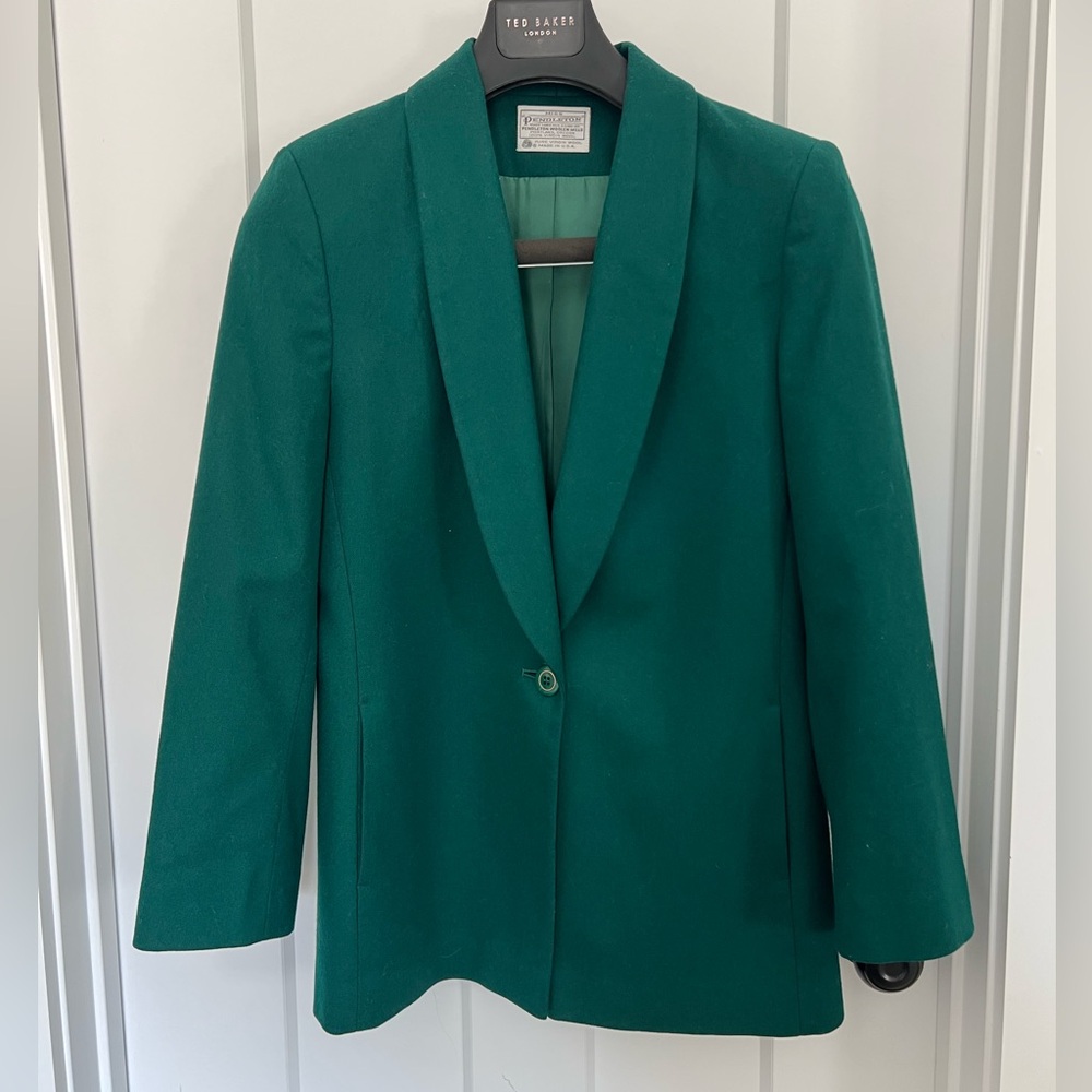 Vintage Pendleton: Forest Green Single-Button 100… - image 1